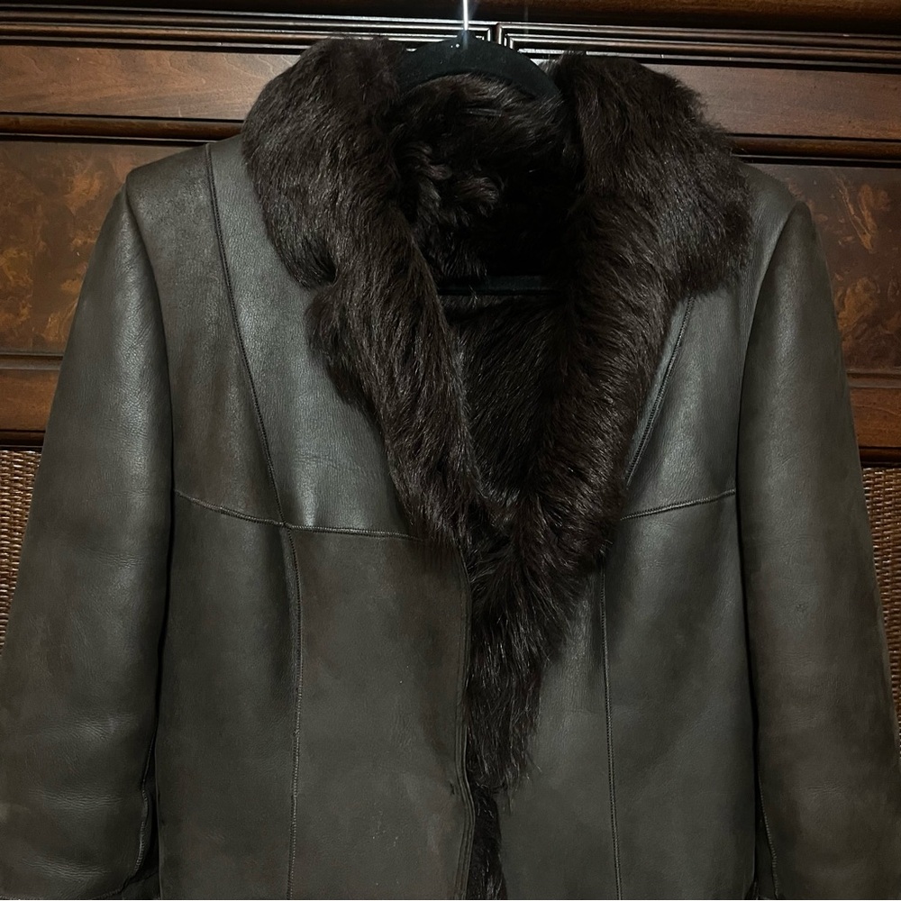 Dolce & Gabbana Chocolate Brown Real Fur Leather Jacket Coat Shearling Luxury XS - Picture 11 of 13